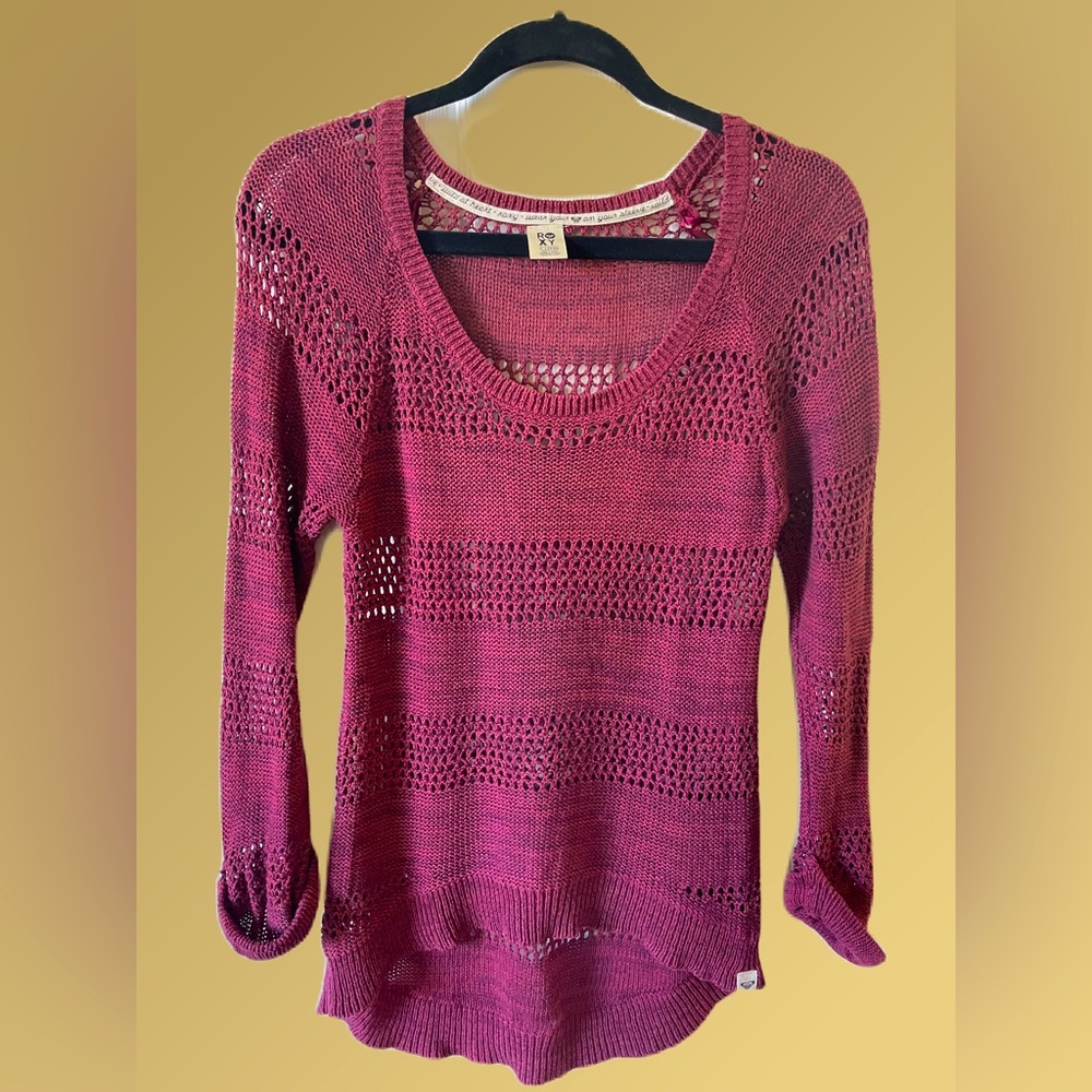Wild at heart Roxy scoop neck sweater. Extra large, junior.  Cranberry color.